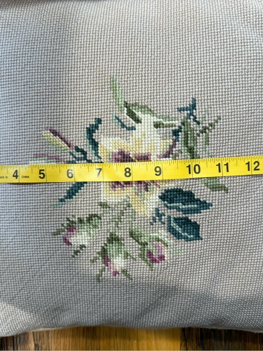 Vintage Beige Floral Needlepoint Throw Pillow - Classic Home Accent